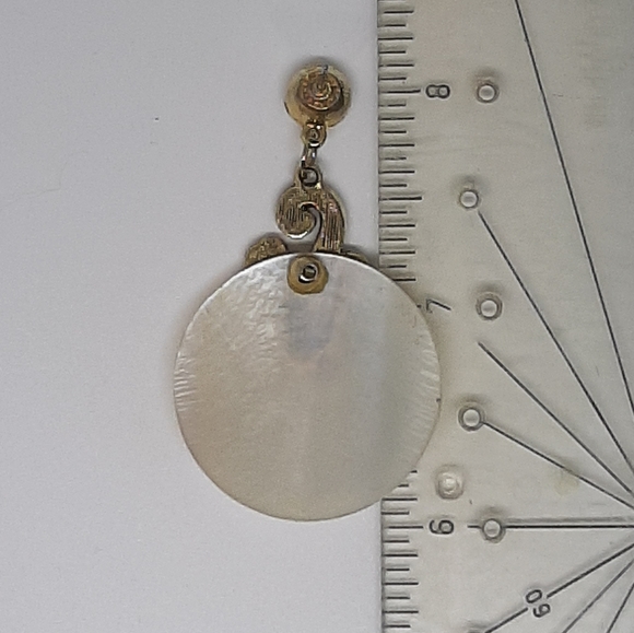 Vintage Natural MOP & Rhinestone Drop Earrings - Picture 6 of 6